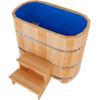 Купель овальная Premium с пластиковой вставкой 0,78 х 1,00 - 1,40 из кедра