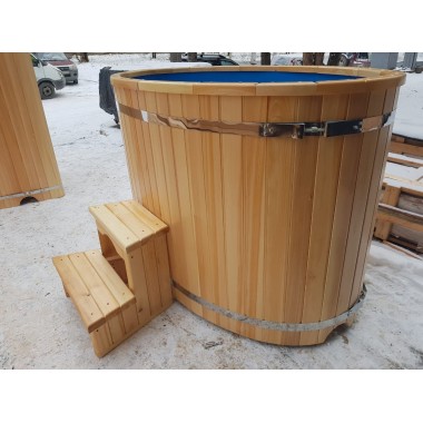 Купель овальная Premium с пластиковой вставкой 0,78 х 1,00 - 1,40 из кедра