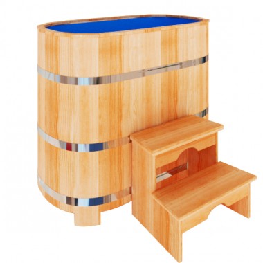 Купель овальная Premium с пластиковой вставкой 0,78 х 1,00 - 1,40 из кедра