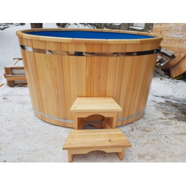 Купель овальная Premium с пластиковой вставкой 0,78 х 1,00 - 1,40 из кедра