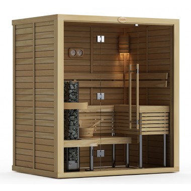 Сауна в сборе SAWO Glass Front 1420ML-G интерьер PIANO кедр без оборудования