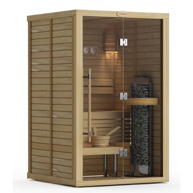 Сауна в сборе SAWO Glass Front 1414LS-G интерьер PIANO кедр без оборудования