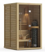 Сауна в сборе SAWO Glass Front 1414LS-G интерьер WAVE кедр без оборудования