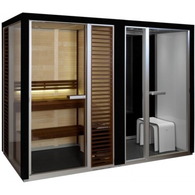 Комбинированная сауна с пародушевой кабиной Tylo Impression Twin 130SQ/1313 черный профиль