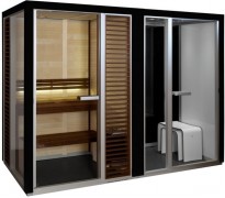 Комбинированная сауна с пародушевой кабиной Tylo Impression Twin 130SQ/1313 черный профиль