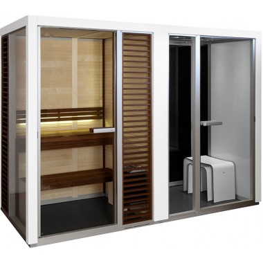 Комбинированная сауна с пародушевой кабиной Tylo Impression Twin 130SQ/1313 белый профиль