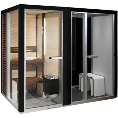 Комбинированная сауна с пародушевой кабиной Tylo Impression Twin 130SQ/1309 черный профиль