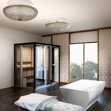 Комбинированная сауна с пародушевой кабиной Tylo Impression Twin 130SQ/1313 черный профиль