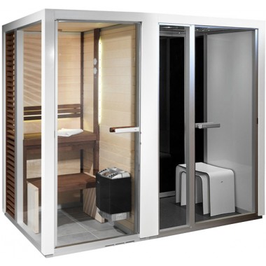 Комбинированная сауна с пародушевой кабиной Tylo Impression Twin 130SQ/1309 белый профиль
