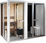 Комбинированная сауна с пародушевой кабиной Tylo Impression Twin 130SQ/1309 белый профиль