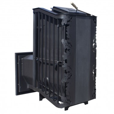 Дровяная печь для бани Варвара ТЕРМА Каменка Панорамная дверь с выносной топкой парная 12 – 24 м³