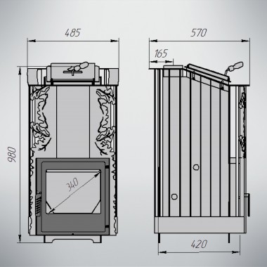 Печь для бани Варвара ТЕРМА Каменка мини Панорамная дверь без выносной топки парная 6 – 12 м³