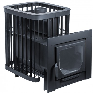 Печь для бани Варвара Каменка с панорамной дверью и выносной топкой на парную 12 – 24 м³